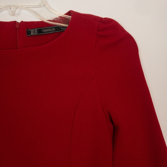 Zara Red Mini Dress Puff Sleeves XS - Picture 4 of 6